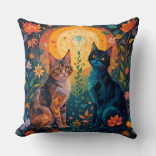 Katzen in der Natur geometrische Szene 🐱 Kissen