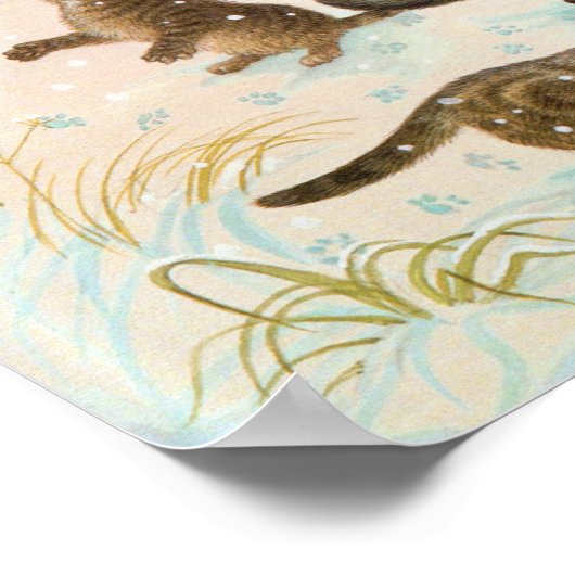 Katzen in der Schneebemalung Poster (Ecke)