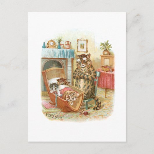 Katzen in der Wiege von Louis Wain Postkarte (Vorderseite)