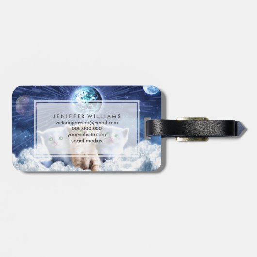 Katzen in der Wolke Gepäckanhänger (Rückseite horizontal)