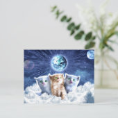Katzen in der Wolke Postkarte (Stehend Vorderseite)