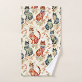 Katzen in einem chinesischen Aquarellmuster Badhandtuch Set (Handtuch)