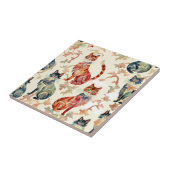 Katzen in einem chinesischen Aquarellmuster Fliese (Seite)