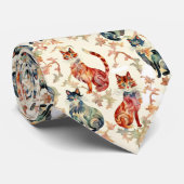Katzen in einem chinesischen Aquarellmuster Krawatte (Gerollt)