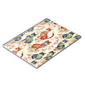 Katzen in einem chinesischen Aquarellmuster Notizblock (Linke Seite)