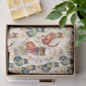 Katzen in einem chinesischen Aquarellmuster Seidenpapier (Geschenk)