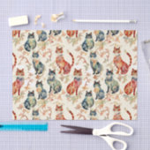 Katzen in einem chinesischen Aquarellmuster Seidenpapier (Handwerk)