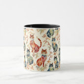 Katzen in einem chinesischen Aquarellmuster Tasse (Zentrum)