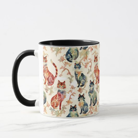 Katzen in einem chinesischen Aquarellmuster Tasse (Links)