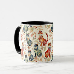 Katzen in einem chinesischen Aquarellmuster Tasse