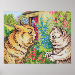 Katzen in einem Garten, Louis Wain Poster