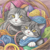 Katzen in einem Korb Aufkleber (Vorderseite)