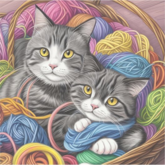 Katzen in einem Korb Aufkleber (Vorderseite)