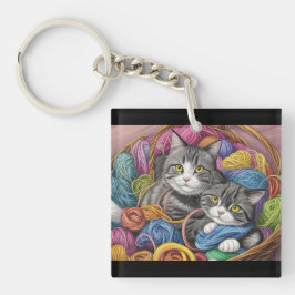 Katzen in einem Korb Schlüsselanhänger