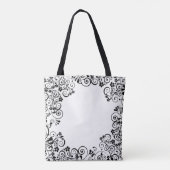 Katzen in einer Baumhütte Herz Schwarz-weißer Wort Tasche (Rückseite)