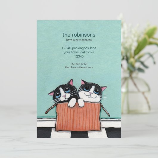 Katzen in einer Packung | Neue Zuhause-Ankündigung Ankündigung (Stehend Vorderseite)