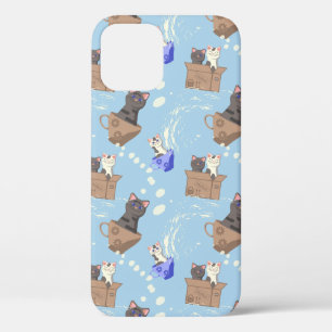 Katzen in einer Schachtel und Milchtropfen auf bla Case-Mate iPhone Hülle