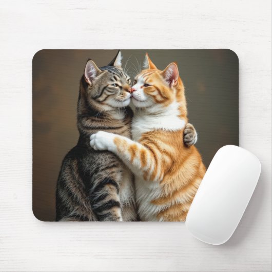 Katzen in freundlicher Umarmung Mousepad (Mit Mouse)