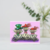 Katzen in Hasen Postkarte (Stehend Vorderseite)