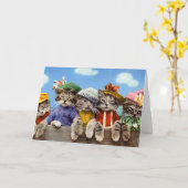 Katzen in Hennen Karte (Gelbe Blume)