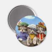 Katzen in Hennen Magnet (Vorderseite/Rückseite)