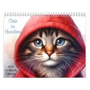 Katzen in Hoodies 2025 Kalender 12 Monate jährlich