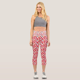 Katzen in Kaffeetassen 01. Red BG Capri Leggings