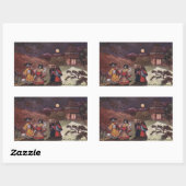 Katzen in Kimonos verspäten Nachtspaziergang Rechteckiger Aufkleber (Blatt)