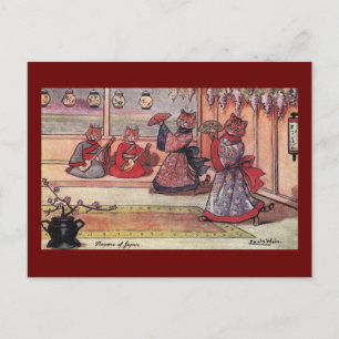 Katzen in Kimonos Vintage Louis Wain Postkarte