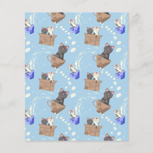 Katzen in Kiste und Milchfallen auf blau