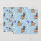 Katzen in Kiste und Milchfallen auf blau (Vorne/Hinten)