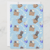 Katzen in Kiste und Milchfallen auf blau (Rückseite)