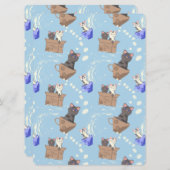 Katzen in Kiste und Milchfallen auf blau (Vorne/Hinten)