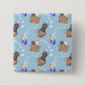 Katzen in Kiste und Milchfallen auf blau Button (Vorderseite)