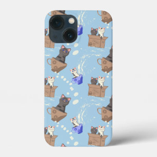 Katzen in Kiste und Milchfallen auf blau Case-Mate iPhone Hülle
