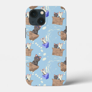 Katzen in Kiste und Milchfallen auf blau Case-Mate iPhone Hülle