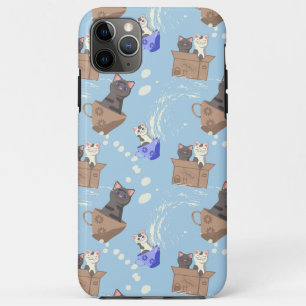 Katzen in Kiste und Milchfallen auf blau Case-Mate iPhone Hülle