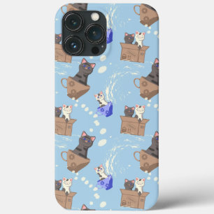 Katzen in Kiste und Milchfallen auf blau Case-Mate iPhone Hülle