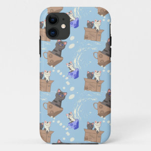 Katzen in Kiste und Milchfallen auf blau Case-Mate iPhone Hülle