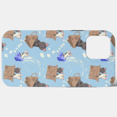 Katzen in Kiste und Milchfallen auf blau Case-Mate iPhone Hülle (Rückseite (Horizontal))