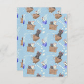 Katzen in Kiste und Milchfallen auf blau Dankeskarte (Vorne/Hinten)