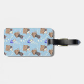 Katzen in Kiste und Milchfallen auf blau Gepäckanhänger (Rückseite horizontal)