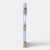 Katzen in Kiste und Milchfallen auf blau iPhone Hülle (Rechte Seite)