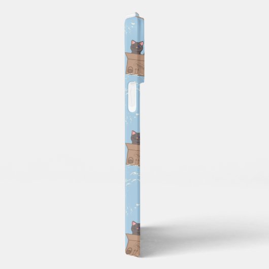 Katzen in Kiste und Milchfallen auf blau iPhone Hülle (Rechte Seite)