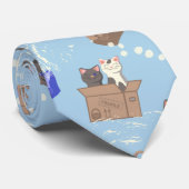 Katzen in Kiste und Milchfallen auf blau Krawatte (Gerollt)