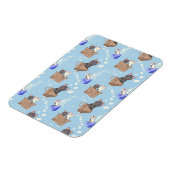 Katzen in Kiste und Milchfallen auf blau Magnet (Linke Seite)