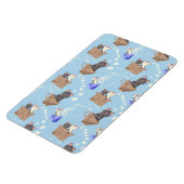 Katzen in Kiste und Milchfallen auf blau Magnet (Linke Seite)