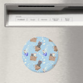 Katzen in Kiste und Milchfallen auf blau Magnet (In Situ (Geschirrspüler))