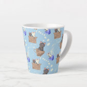 Katzen in Kiste und Milchfallen auf blau Milchtasse (Rechte Ecke)