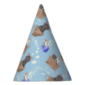 Katzen in Kiste und Milchfallen auf blau Partyhütchen (Rechts)